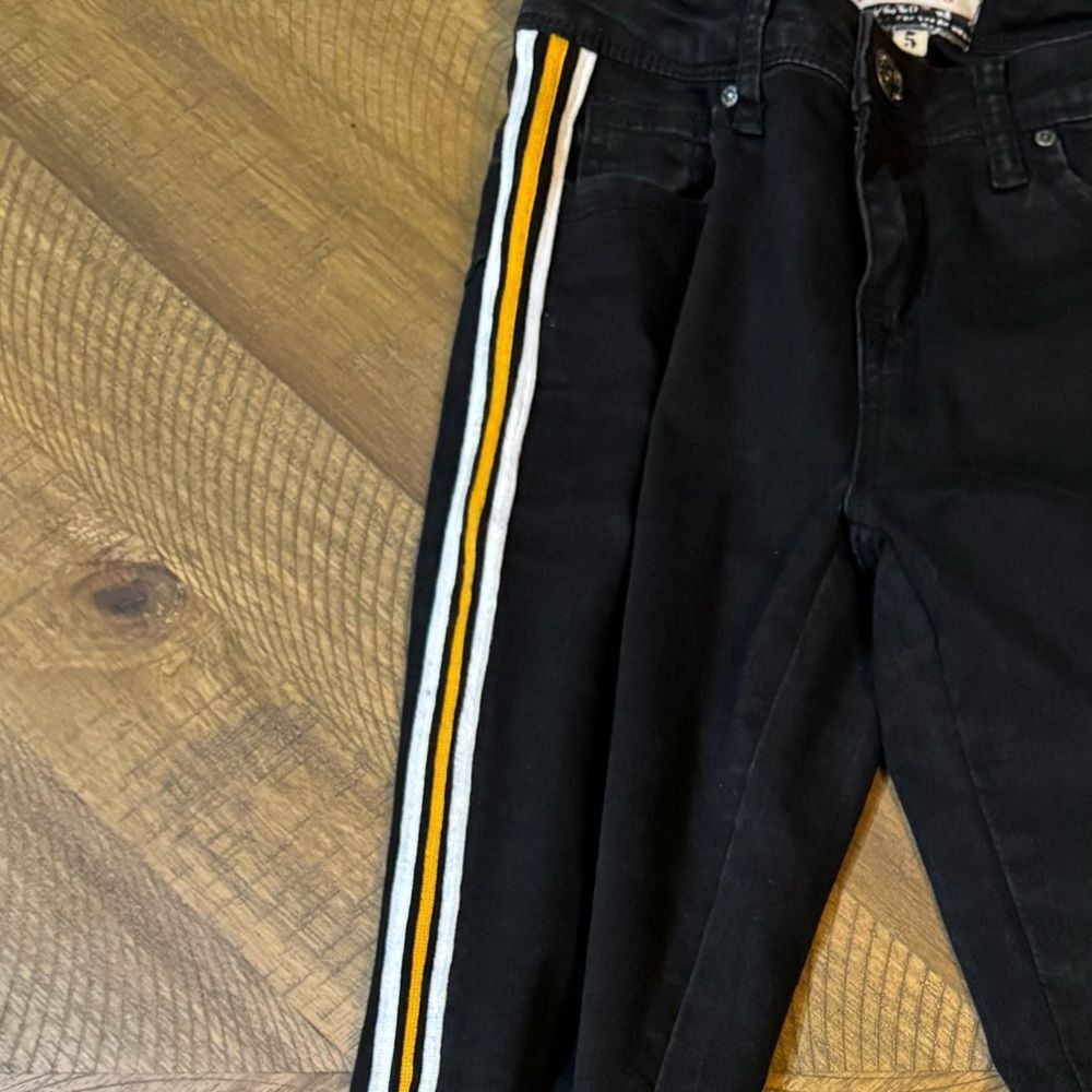 Hot Kiss “Get The Lift” Jeggings With Yellow And White Side Racing Stripe - Picture 8 of 10